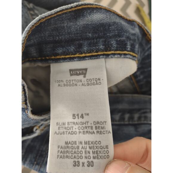 Men's Levi's 514 Slim Straight Jeans Size 33x30 Classic Distressed - Picture 8 of 8